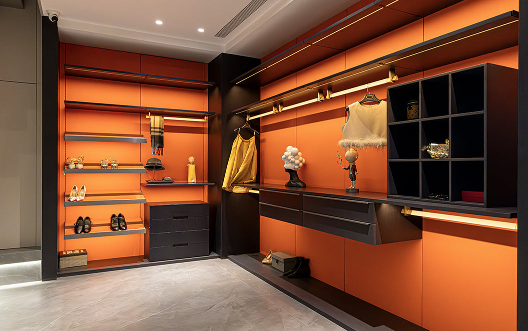 Tailored Modern Wardrobe in Bold Orange Finish