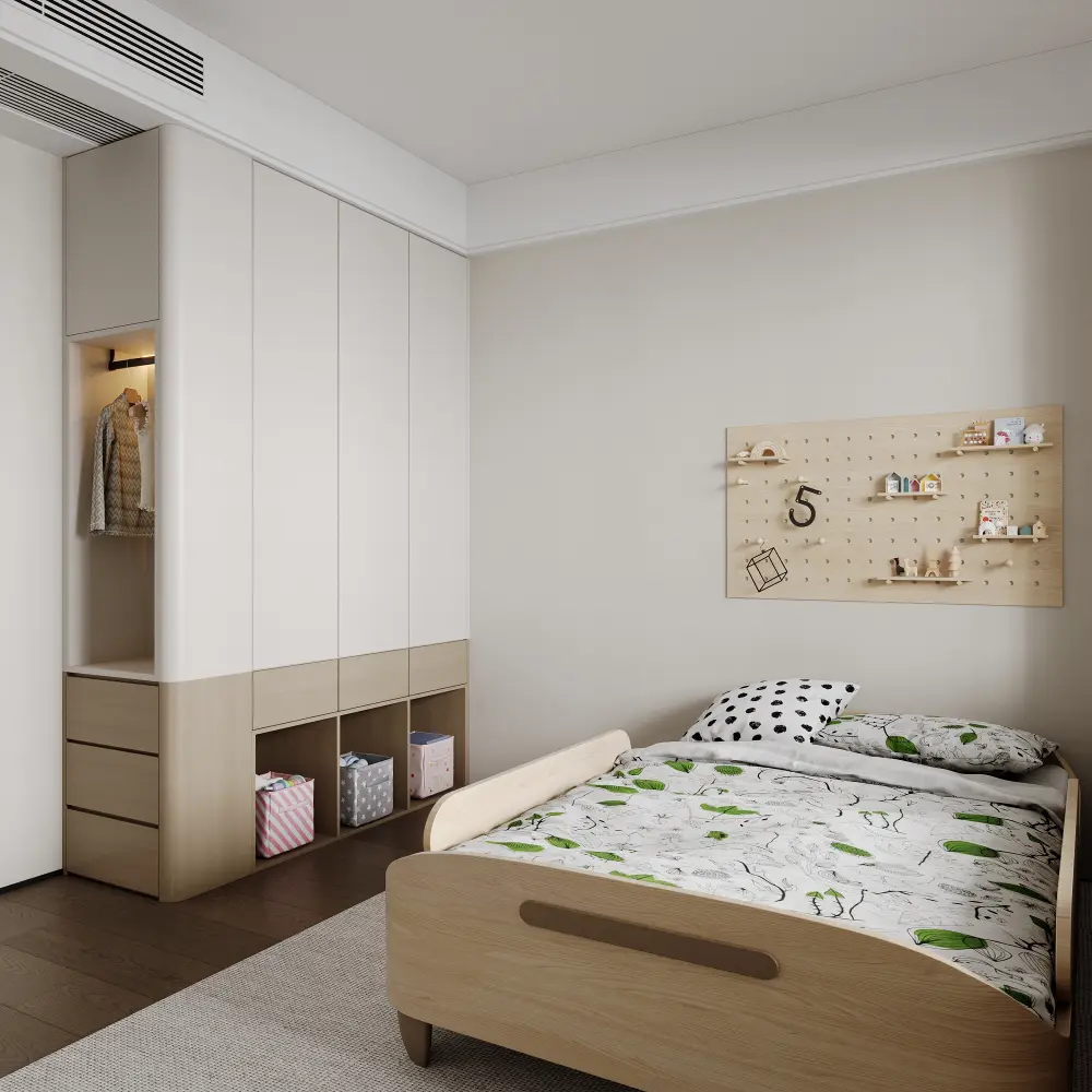 Contemporary Singapore family apartment with custom children's cabinetry