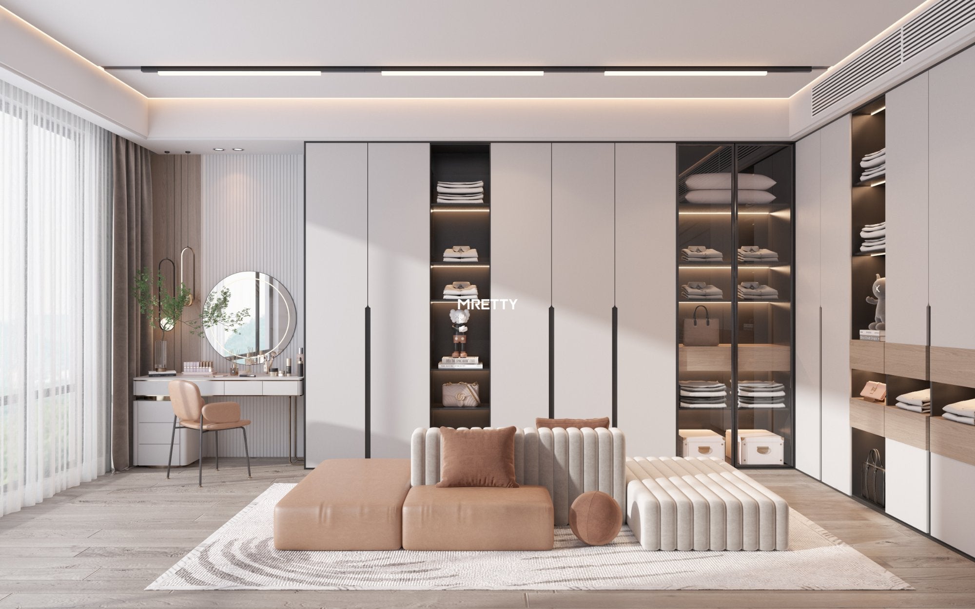 MRETTY Wardrobe with Integrated Makeup Station Solutions