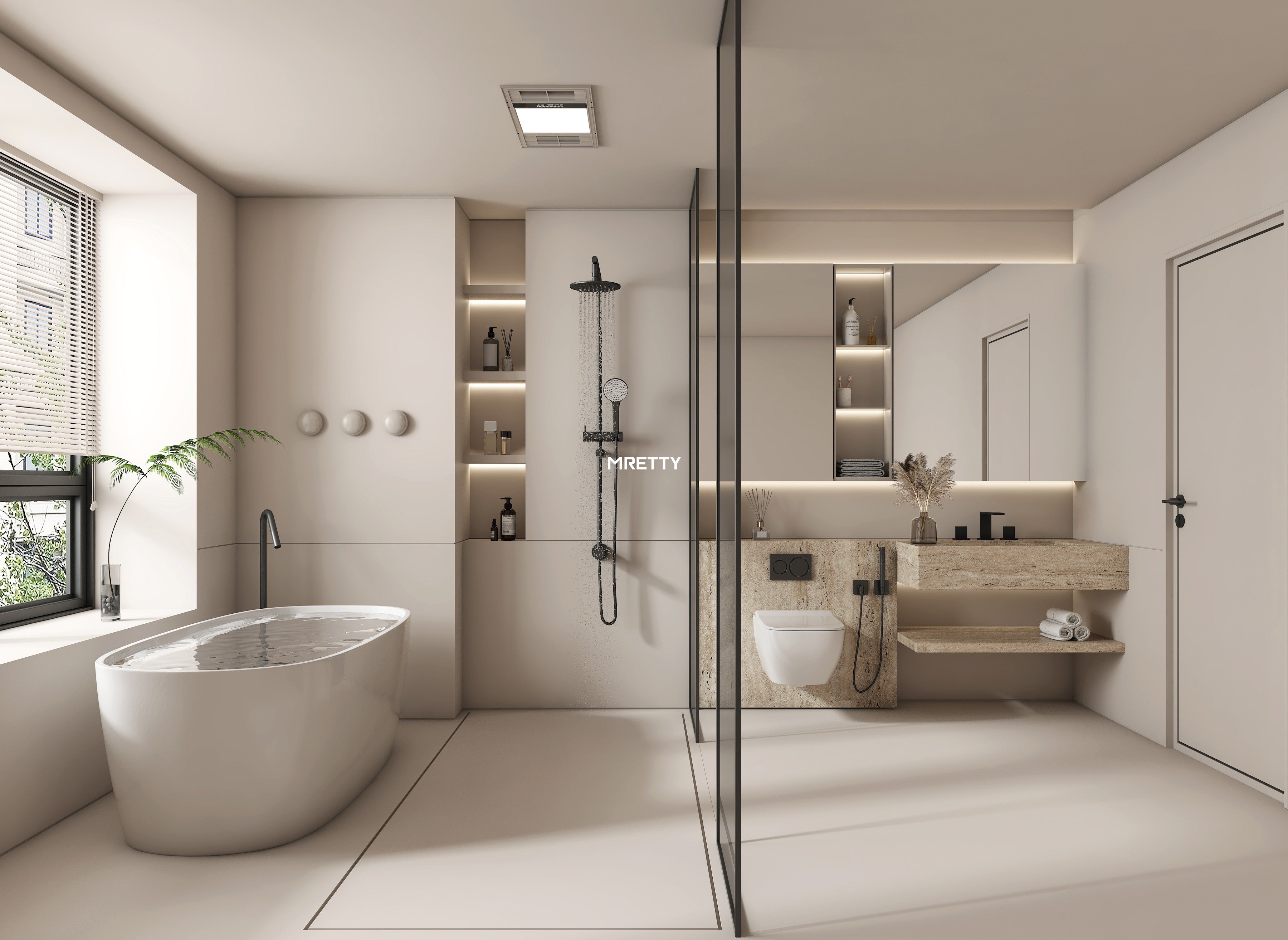 MRETTY Wooden Bathroom Mirror Cabinet: Crafting Serenity