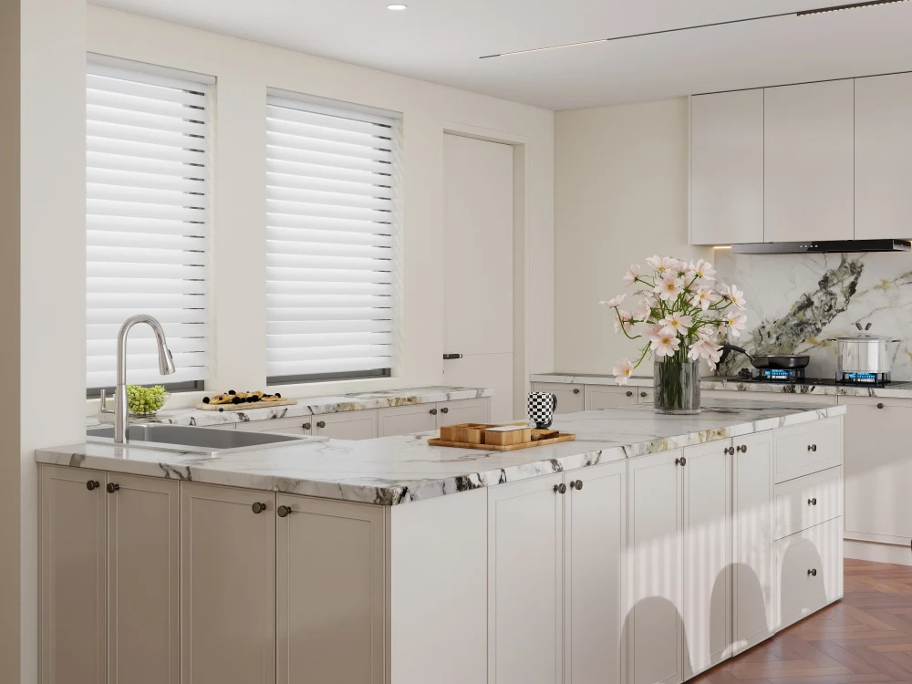 Cream French Open Kitchen with Central Island Haven