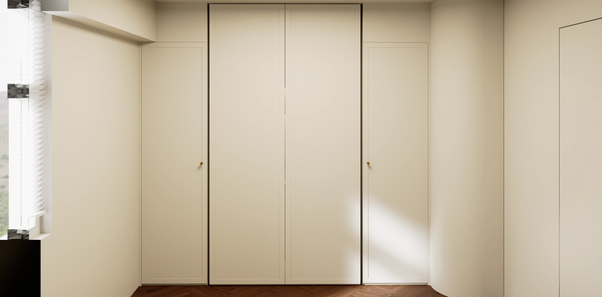 Blue French Cream & Natural Wood Custom Kitchen Cabinets Condo Project gallery image 2