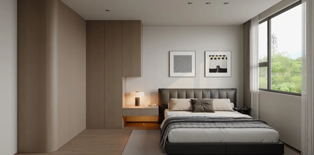 Natural Wood Italian Minimalist Condo Project by Mretty bedroom