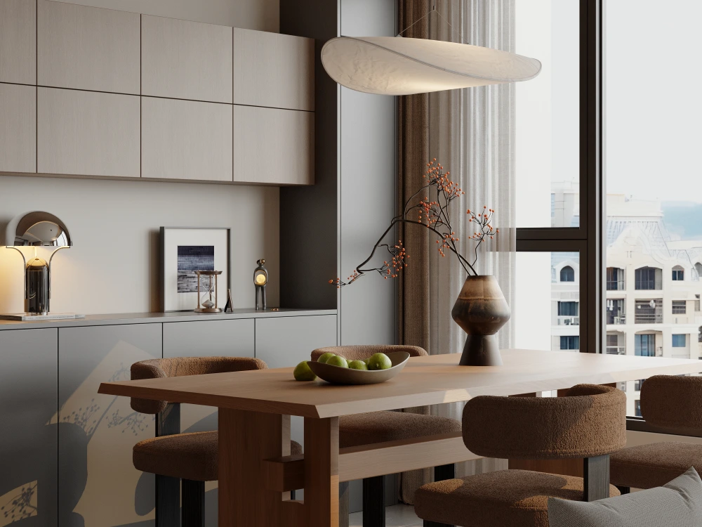 Natural Wood Italian Minimalist Condo with Custom Wardrobes material detail