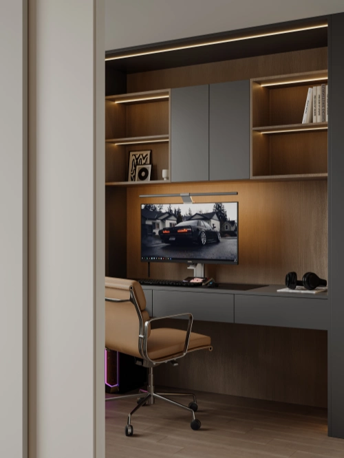 Natural Wood Italian Minimalist Condo with Custom Wardrobes vertical view