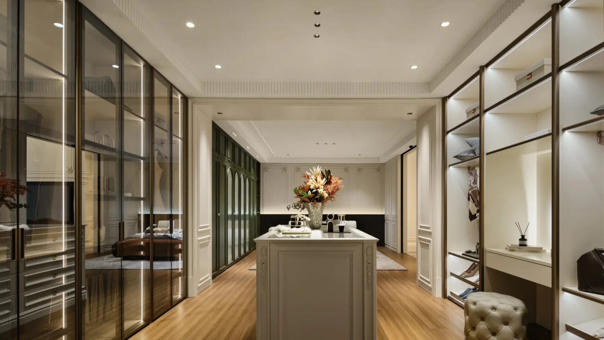 Large architectural sliding doors with glass and slim dark frames