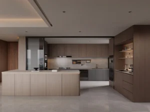 Natural Wood Italian Minimalist Condo with Custom Wardrobes